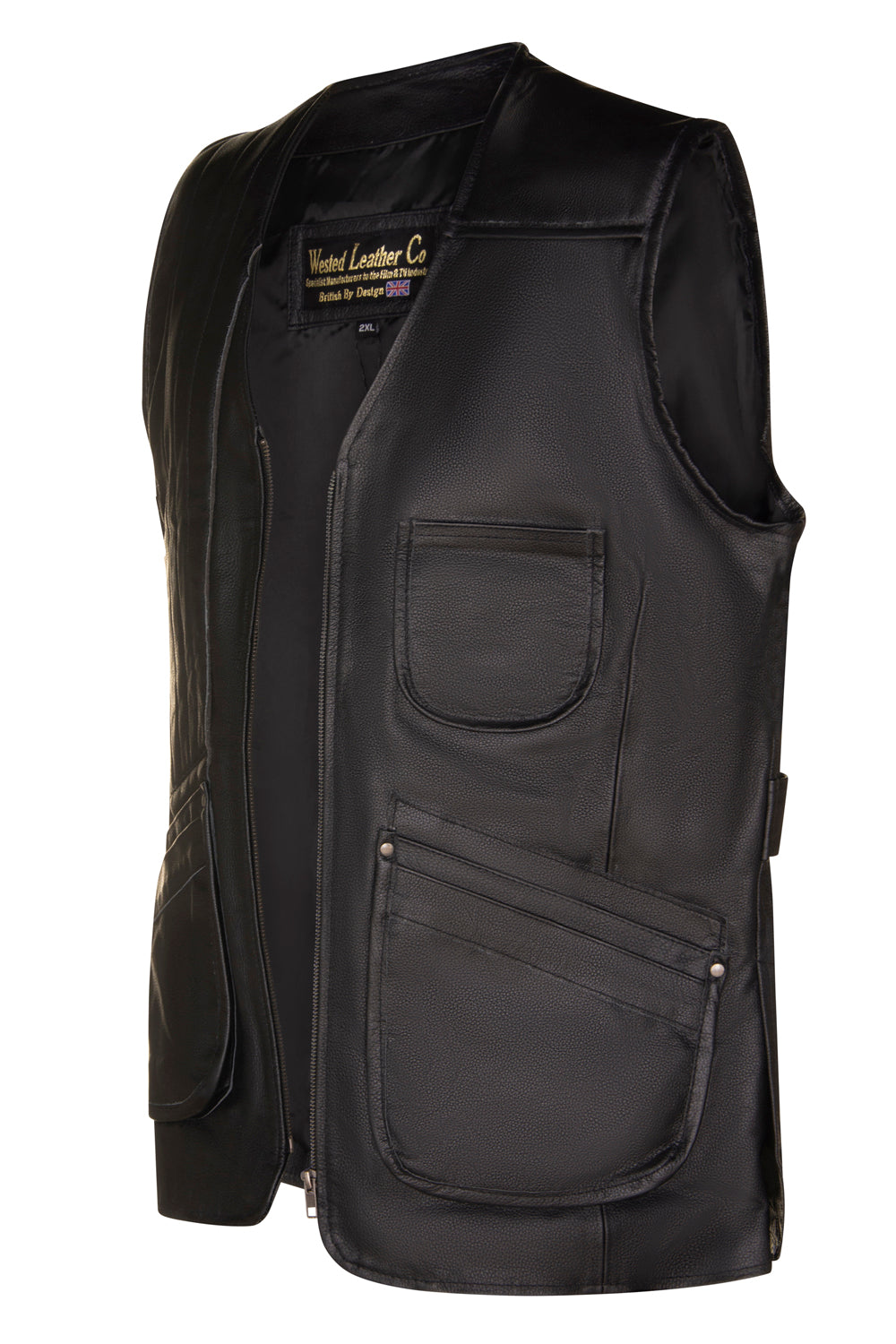 Right Handed Skeet/Shooting Vest in Full BLACK Cow Hide – Wested
