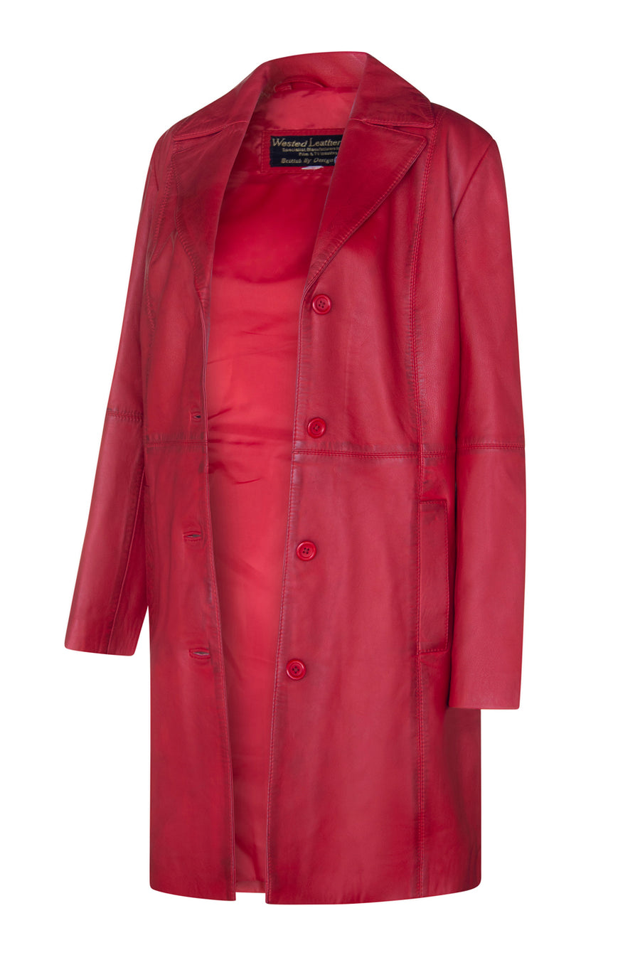 LADIES Red ¾ LEATHER COAT CLASSIC 3/4 KNEE-LENGTH – Wested Leather Co
