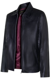 Soft Lambskin Leather Layer Cake Style Jacket with Red Insides