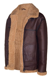 Mens Vintage Brown  Sheepskin  Flying  Jacket (ED)
