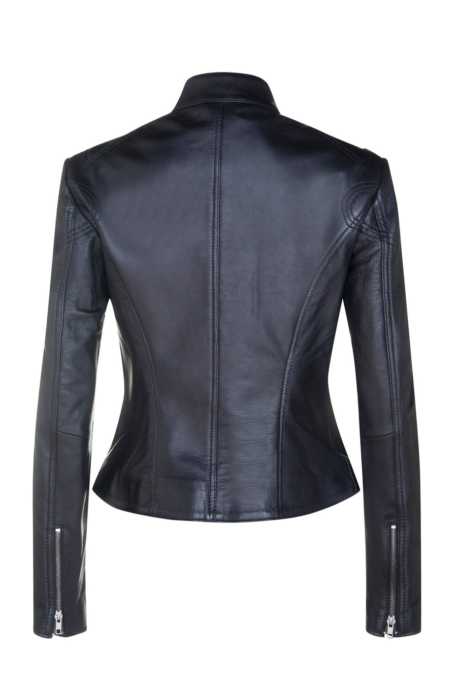 Ladies Vintage Style Biker Leather Jacket SR01 in Chestnut Brown or Black Lambskin