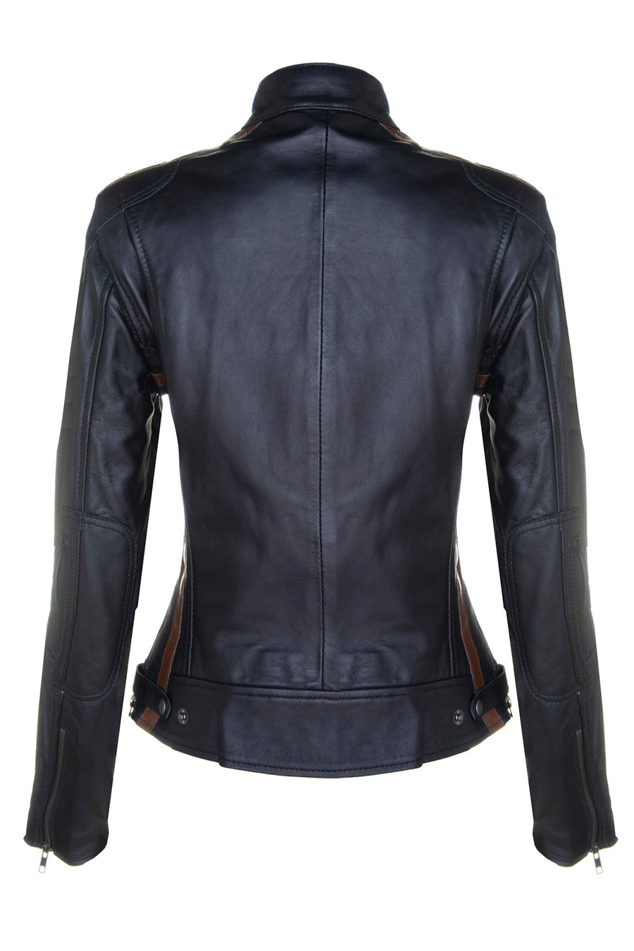 Ladies Black Lambskin Racer Style Jacket, Style: Sizma 5011