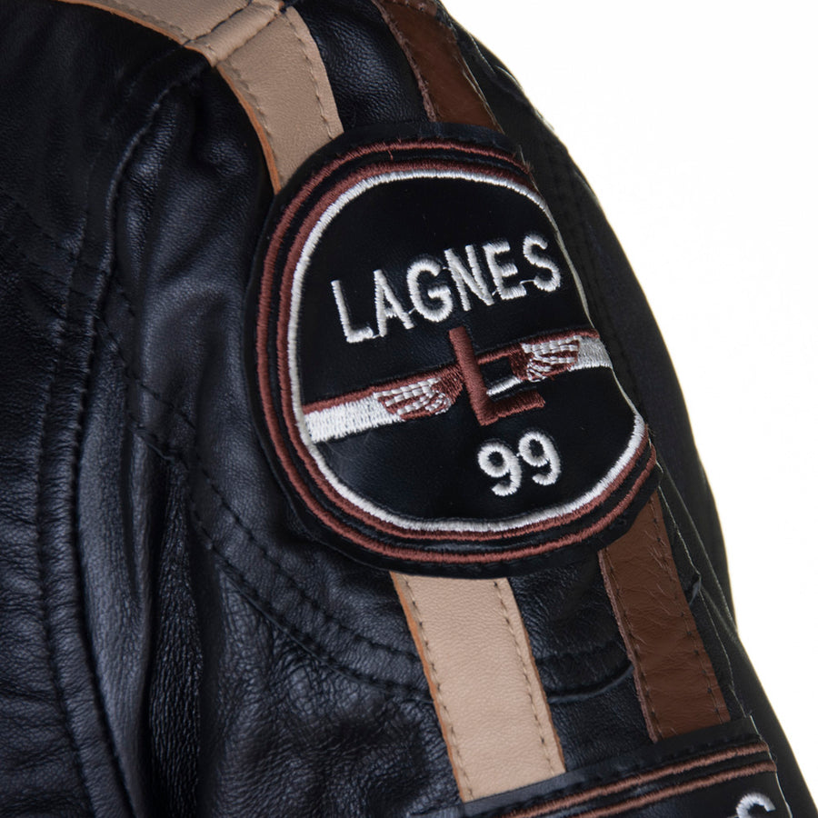 Mens Black Lambskin Racer Style Jacket, Style 5011