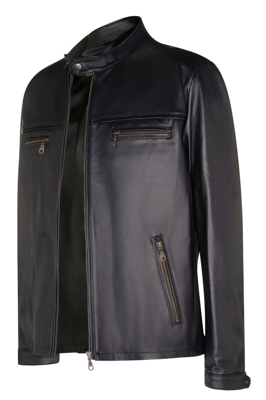 Firenze Retro Blouson Style Jacket in Dark Brown Nappa Lambskin
