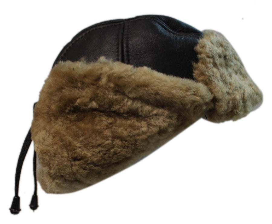 B3 Style Sheepskin Biggles Flying Hat Brown & Ginger