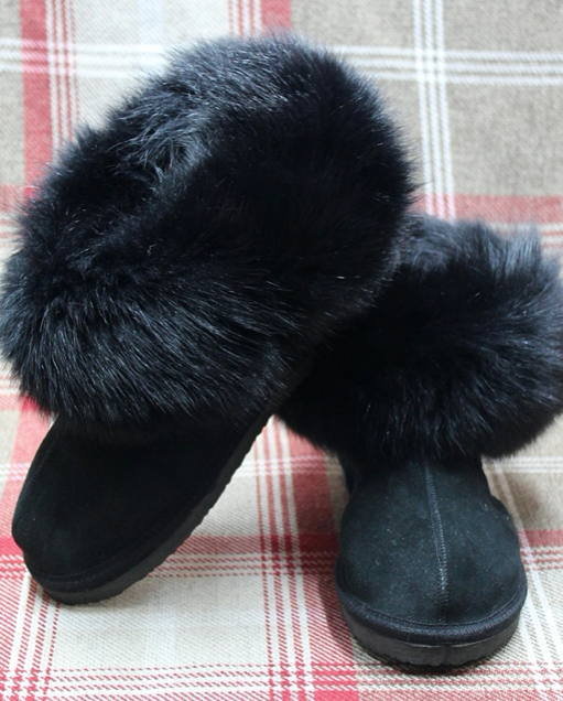 Black / Black Sheepskin Slippers