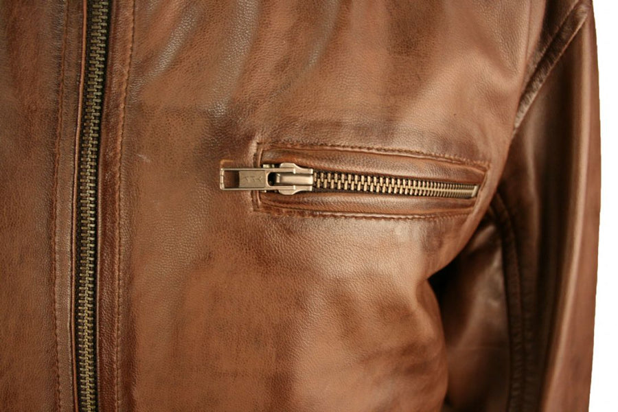 Classic Blouson Jacket in Brown Lambskin - Style 275