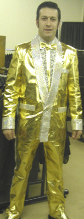 Custom Made - Elvis Gold Leather Suit Jacket & Trousers