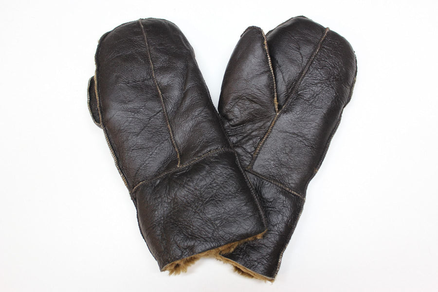 B3 Style Genuine Ginger Sheepskin Leather WW2 Mittens