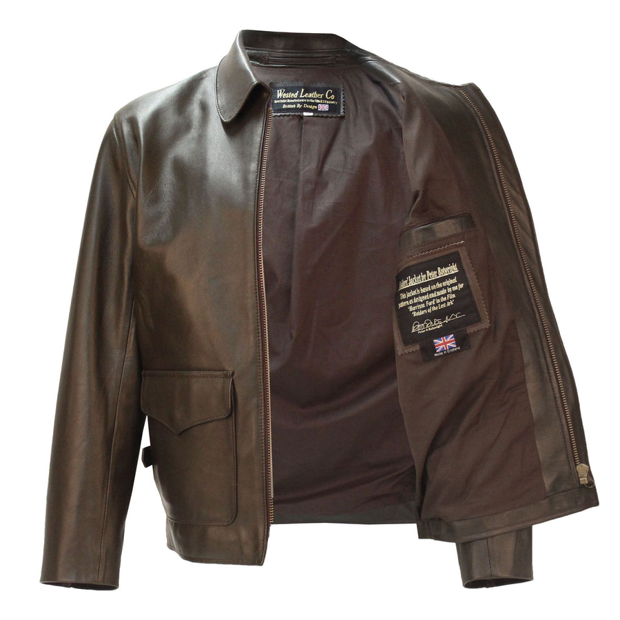 Raiders of Lost Ark Leather Jacket in Brown Lambskin  Indiana Jones